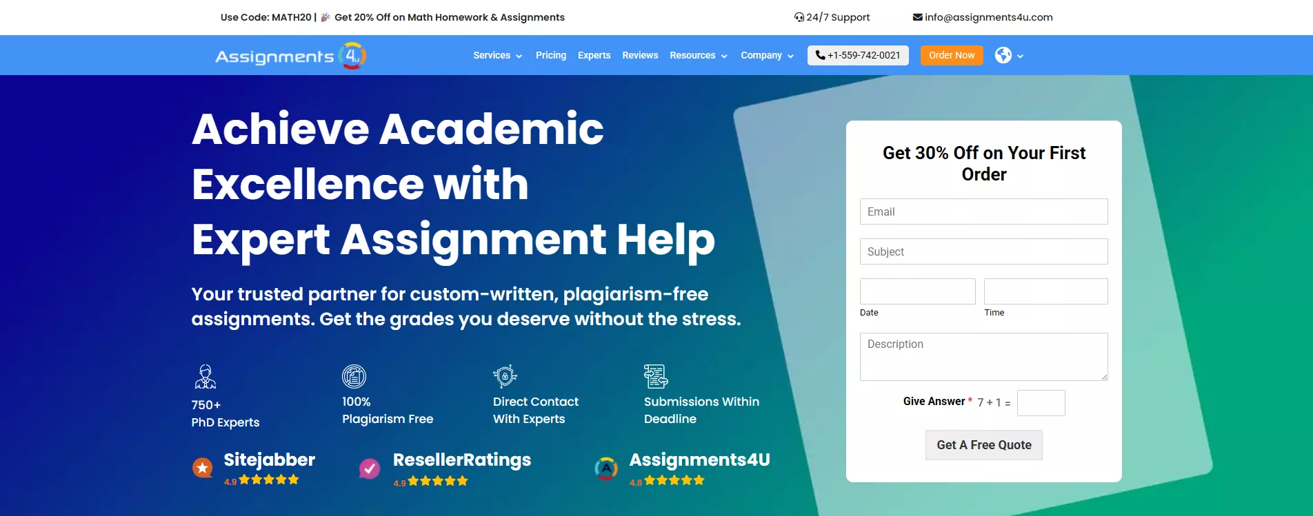 A website homepage from a list of Reliable Websites for Hiring Online Class Helpers.<br />
